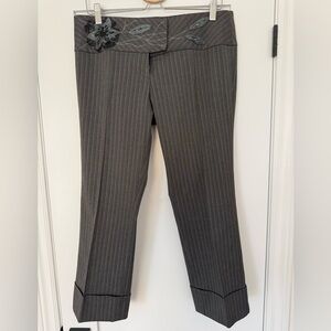 Marciano Cropped Pinstripe Dress Pants Metallic Detail Size 10